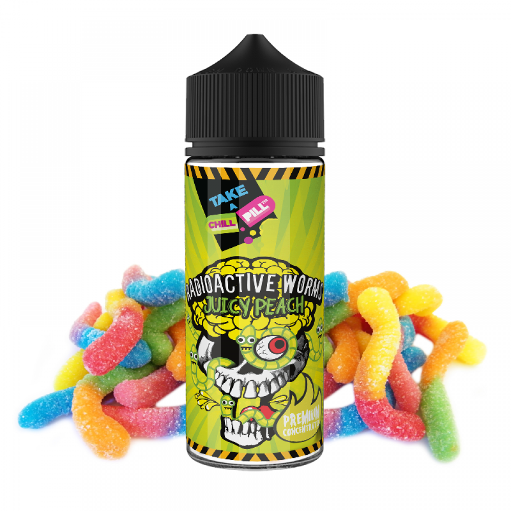 Chill Pill Shake and Vape Radioactive Worms Juicy Peach 120ml/15ml 